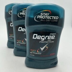 Men Degree Sport Dry‎ Protection Deodorant 1.7 oz Body Heat Activated-3 Pac